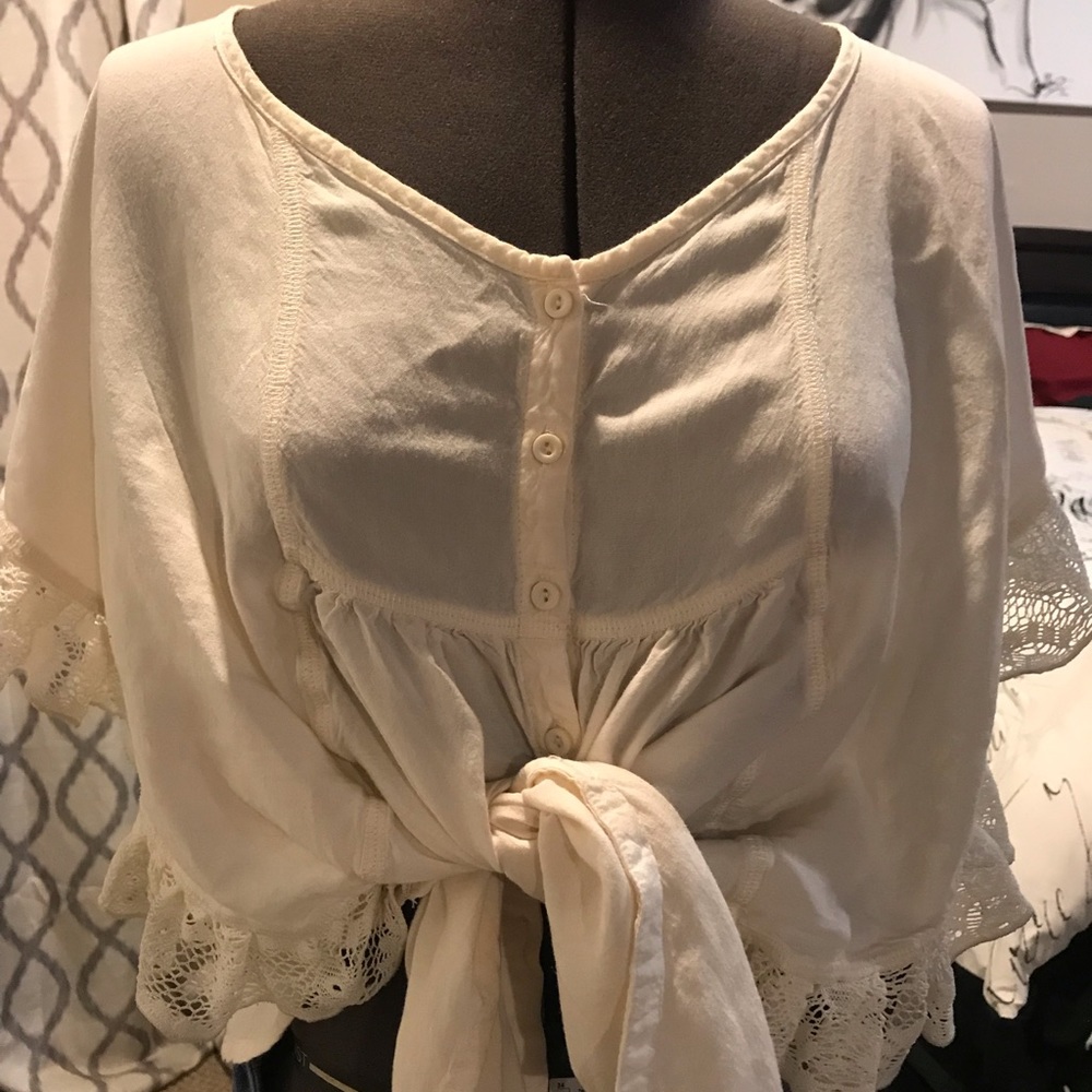 Lace and linen blouse